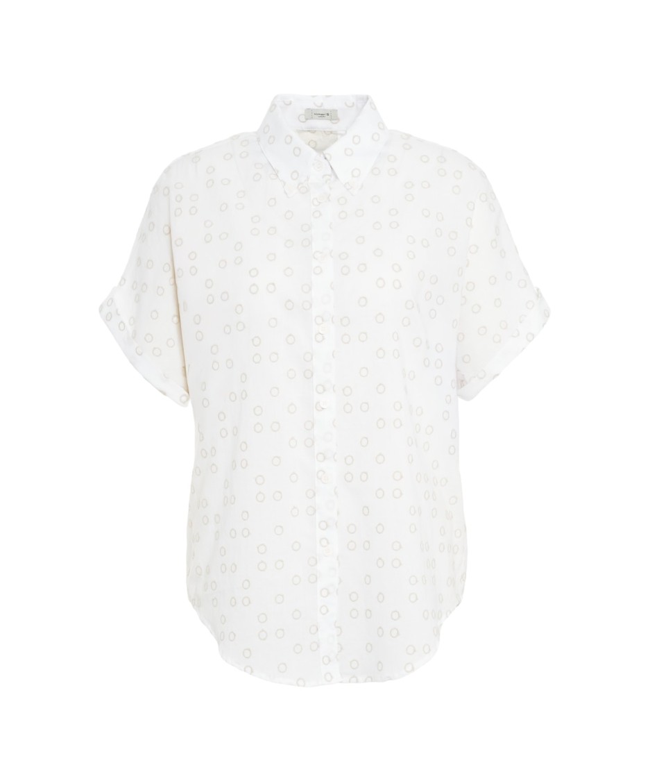Himon's Himons Intricately Embroidered White Blouse With Rounded Hem In Gray