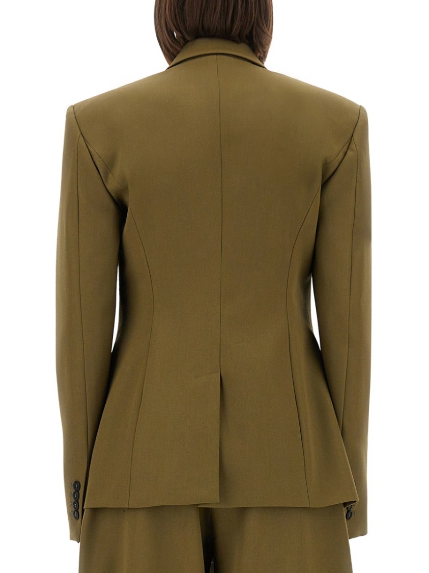 Attico Structured Jacket With Pockets And Lapels In Green