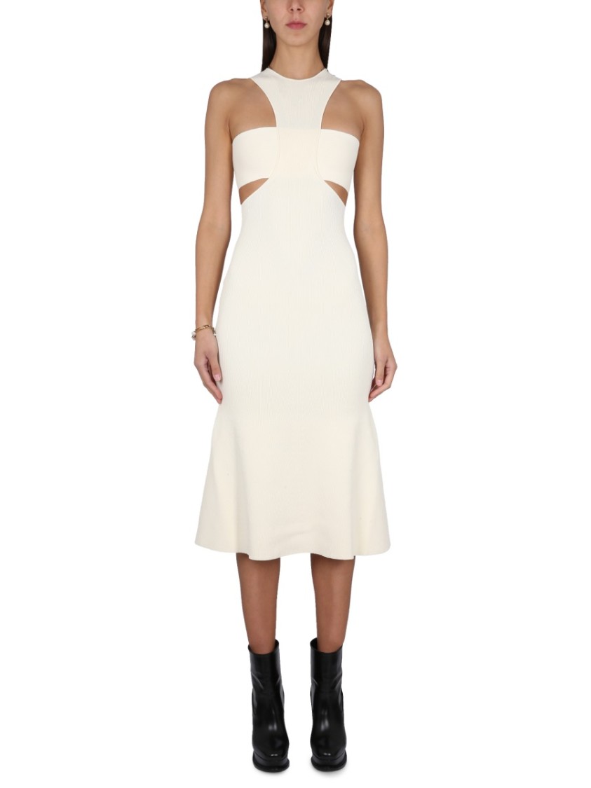 Shop Alexander Mcqueen Dress With Harness In Neutrals