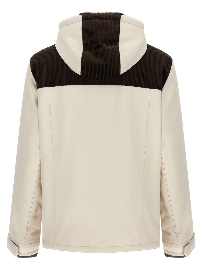Brunello Cucinelli Corduroy Insert Ski Jacket Puffer Jackets Multicolor In Neutral