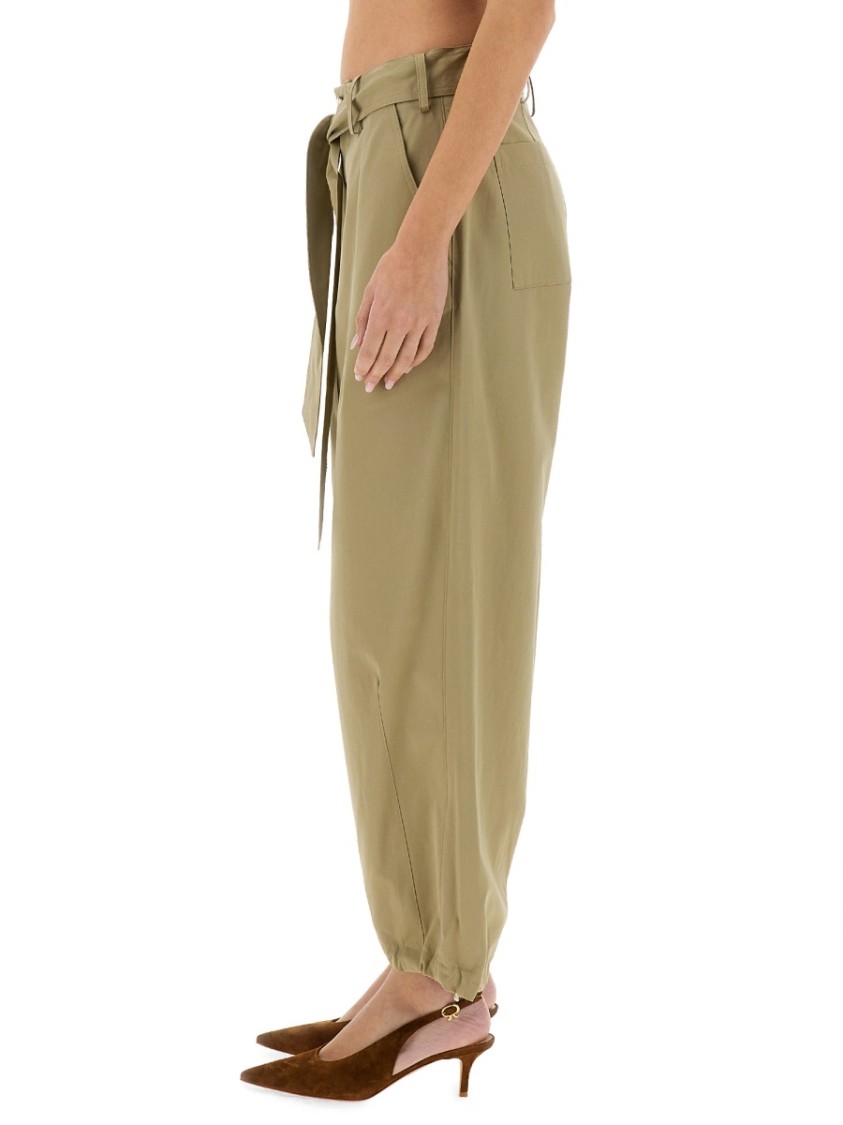 Shop Alysi Relaxed Fit Belted Pants In Neutrals