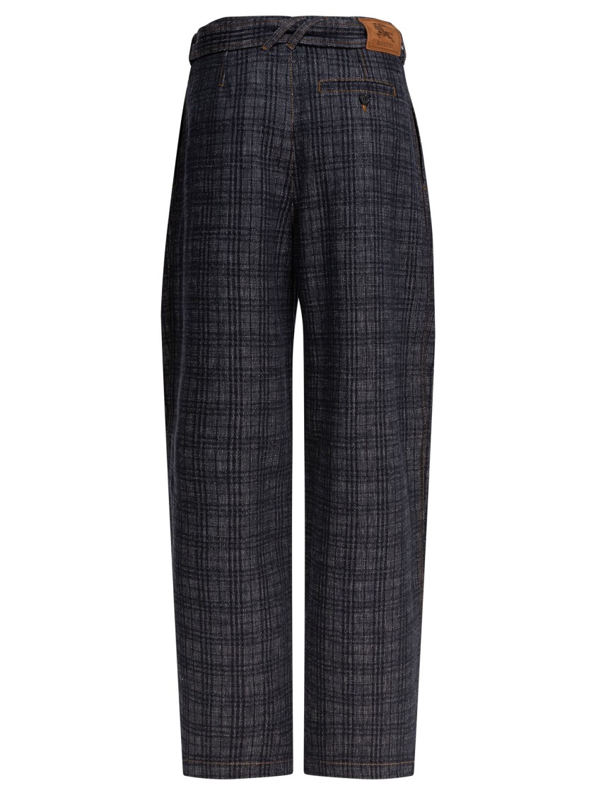 Burberry Trousers Featuring Check Pattern And Back Pocket In Blue
