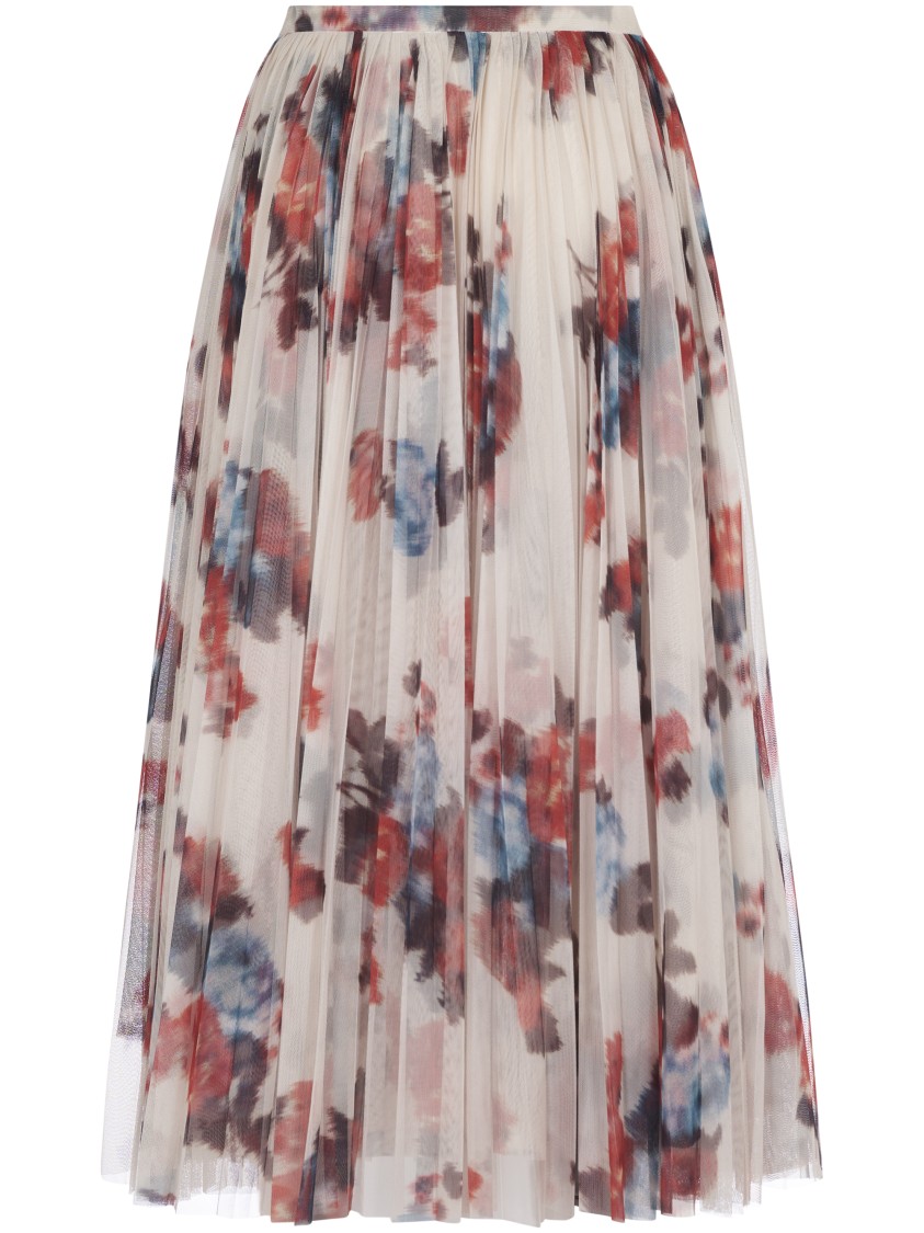 Philosophy Di Lorenzo Serafini Pleated Skirt With Floral Print In Brown