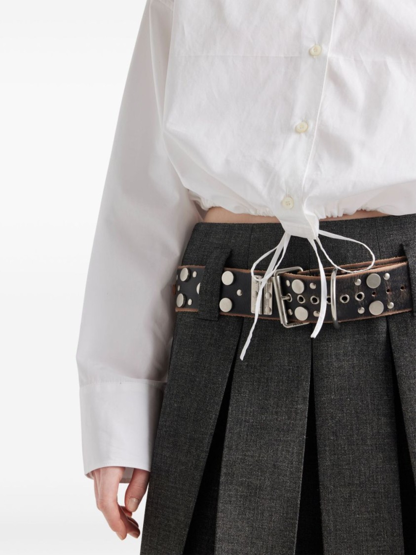 Prada Drawstring Poplin Shirt In White