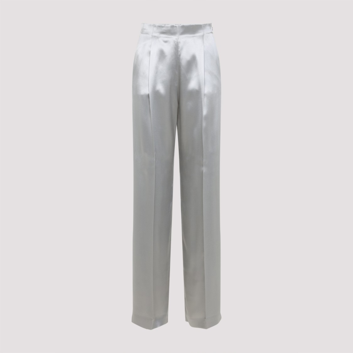 Alberta Ferretti High-waisted Silver Trousers With Tailored Fit In Gray
