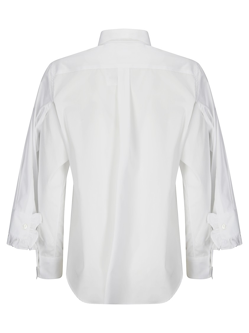 Shop Comme Des Garçons Long-sleeved Cotton Blouse With Classic Collar In White