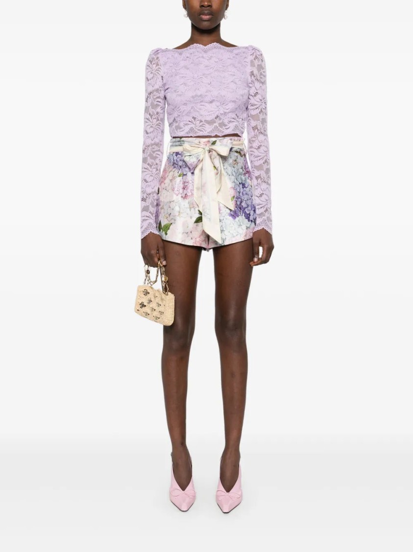 Zimmermann Dawning Printed Silk Flat Front Shorts