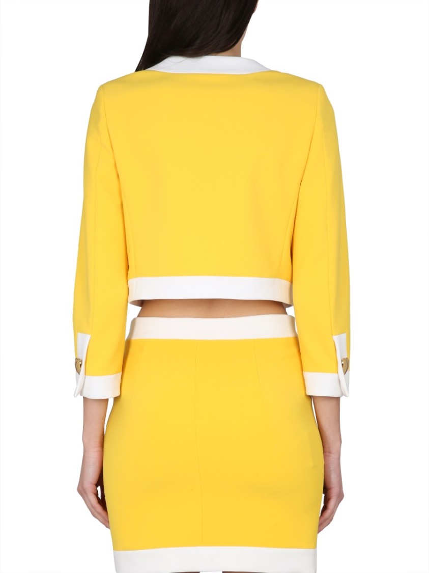 Moschino Crepe Stretch Hearts Short Jackets In Yellow