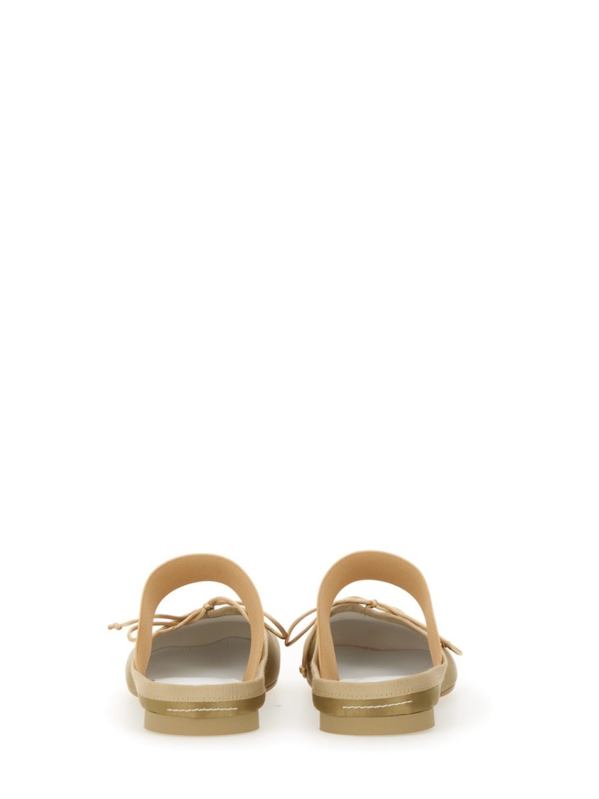 Shop Mm6 Maison Margiela Mm6 By Maison Margiela Slip-on Ballerina Shoes With Decorative Bow In Neutrals