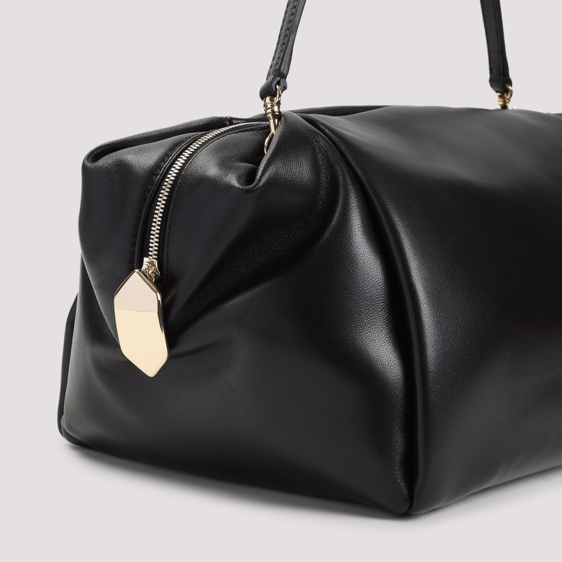 Shop Carven Black Leather Shoulder Bag With Gold Accent