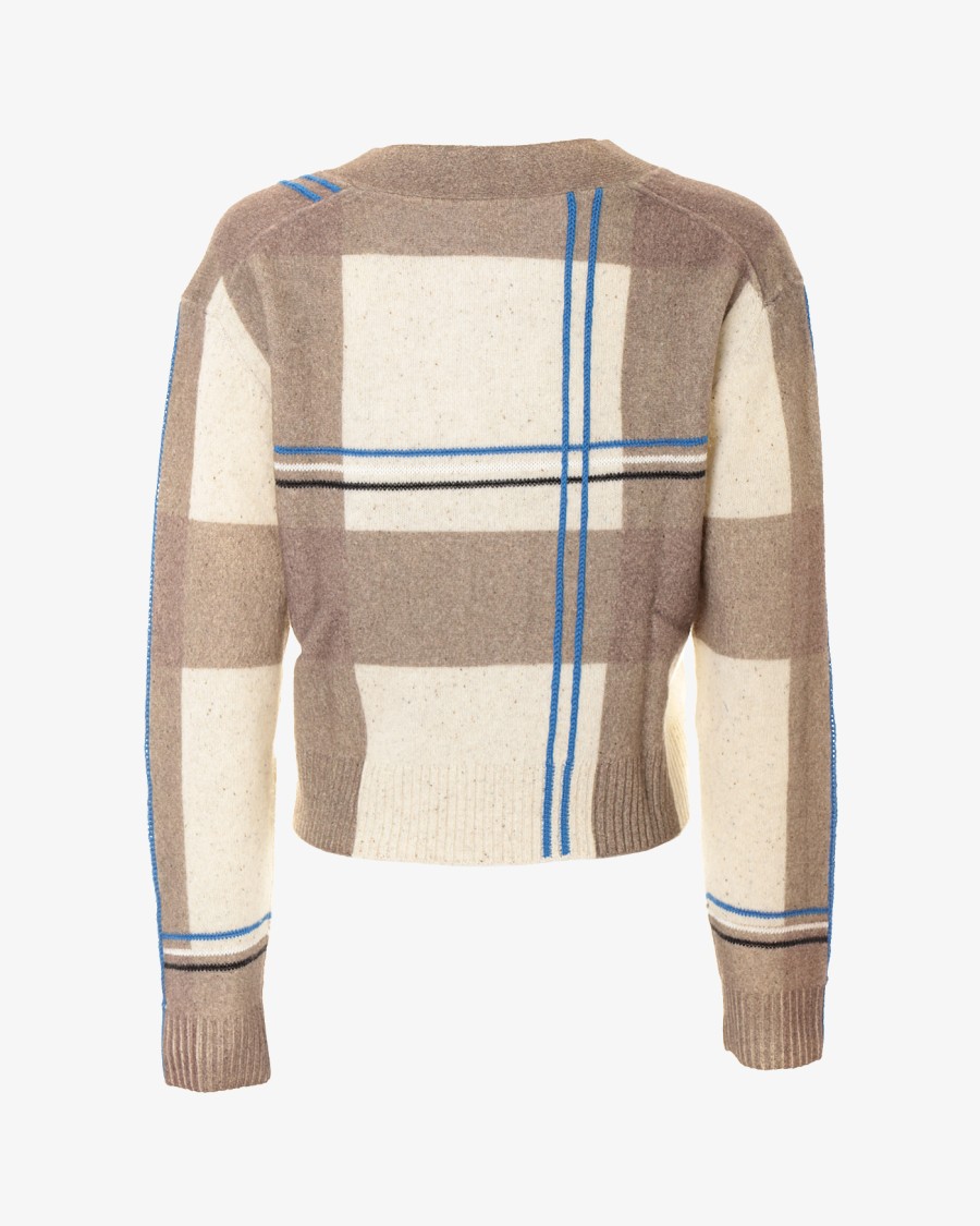 Paul Smith Cropped Check Cardigan With Ribbed Detailing In Multi