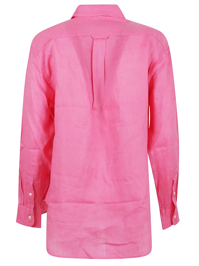 POLO RALPH LAUREN POLO RALPH LAUREN LONG SLEEVE BUTTON-FRONT SHIRT IN SOFT PINK LINEN