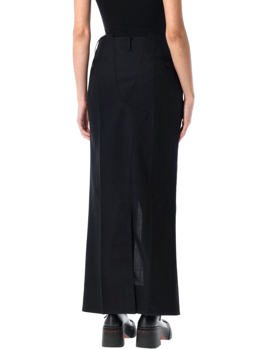 Junya Watanabe Straight Cut Black Wool Long Skirt