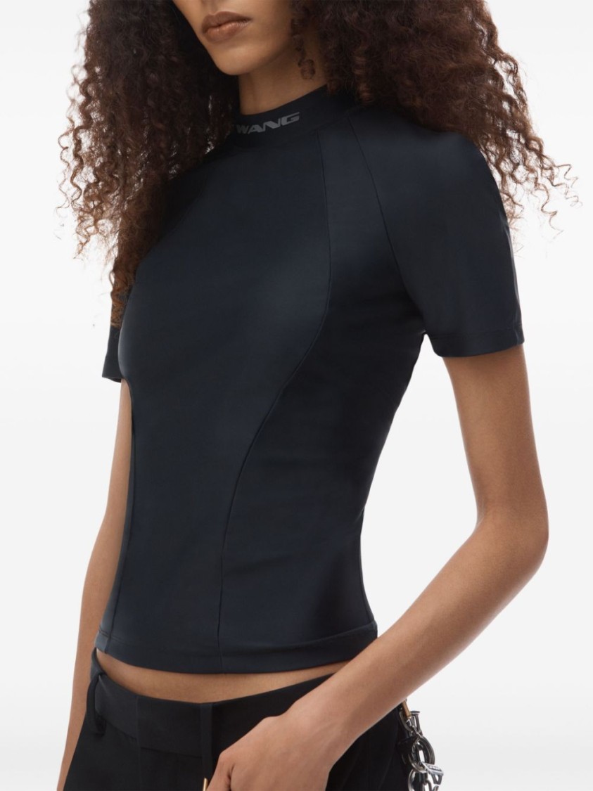 Alexander Wang Logo Rashguard Short-sleeved Top In Black