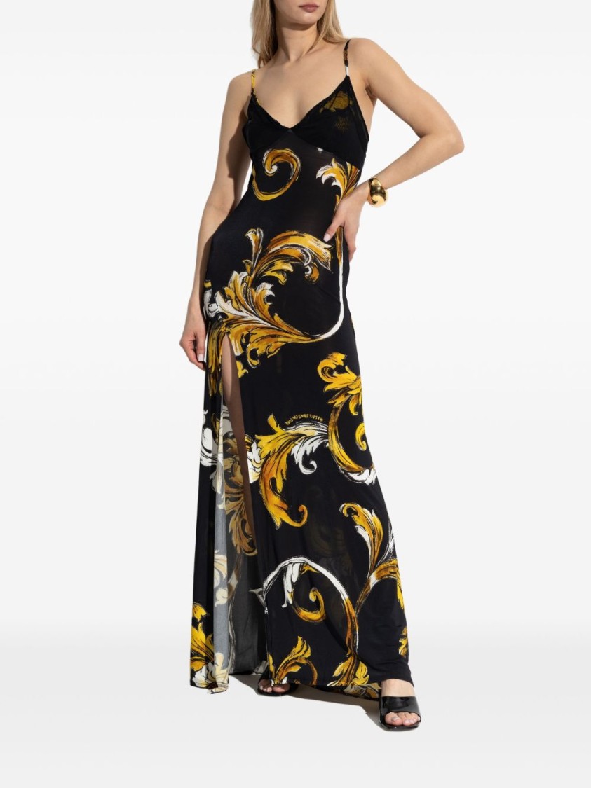 Versace Jeans Couture Maxi Dress With Signature Barocco Print