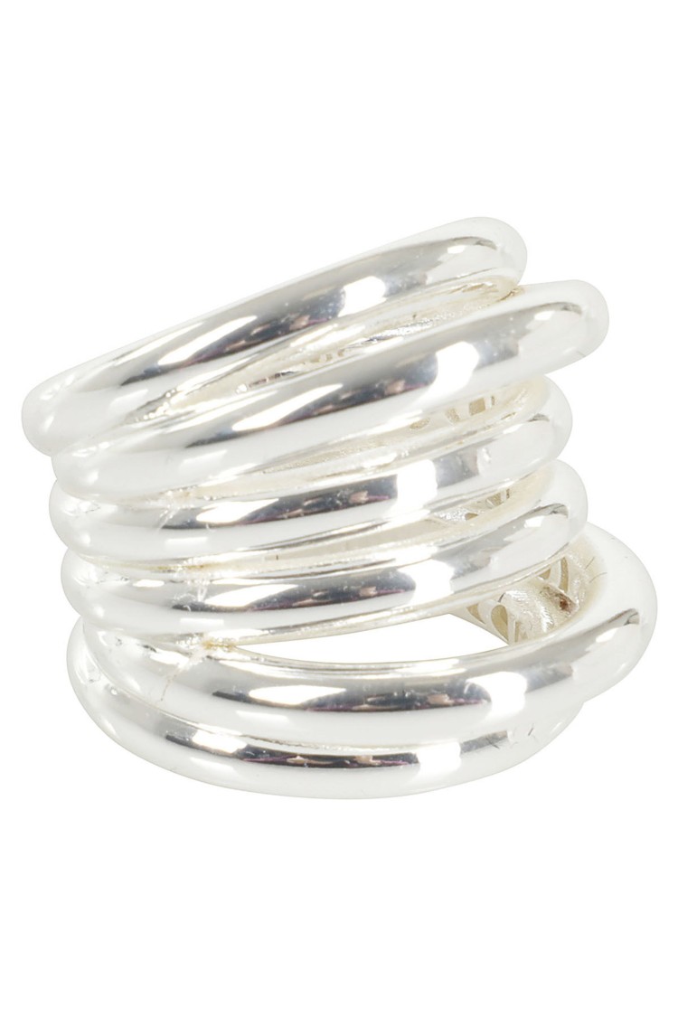 Federica Tosi Polished Silver-plated Bronze Ring With Textured Design