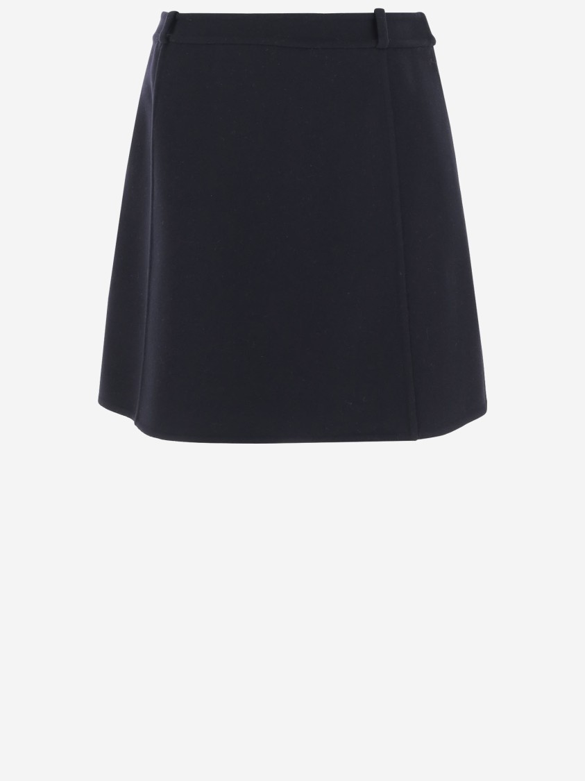 Jil Sander Structured Wool Skirt With Belt Loops In Black