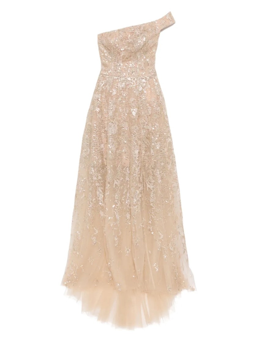 Saiid Kobeisy Off-shoulder Long Embroidered Dress In Gold