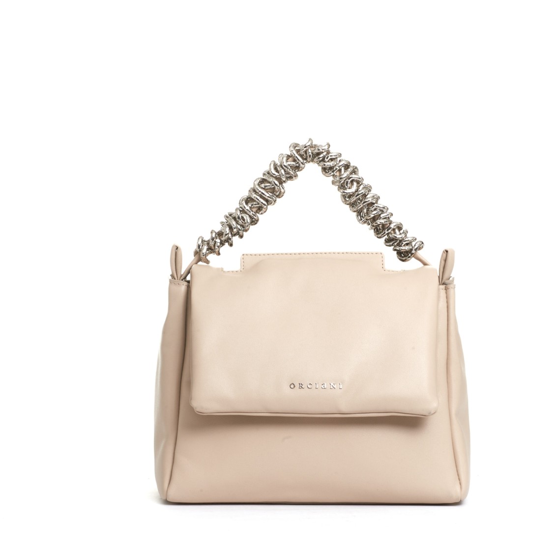Orciani Padded Leather Shoulder Bag With Chain Handle In Neutrals