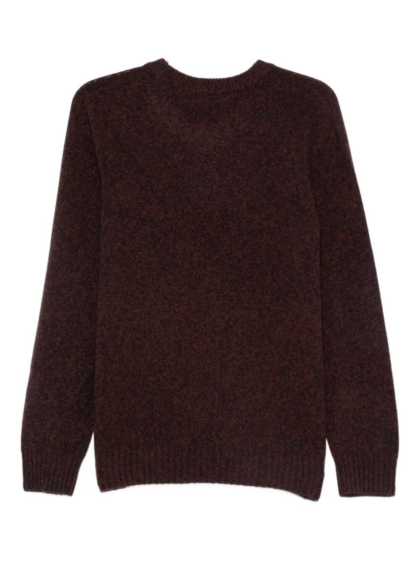 Altea Classic Brown Long Sleeve Crew-neck Sweater In Burgundy