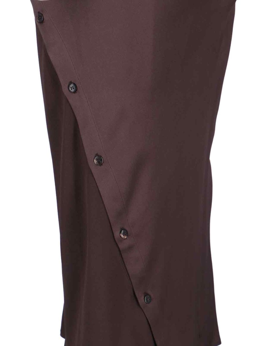 Shop Setchu Maxi Dress "origami" In Brown Satin Fabric