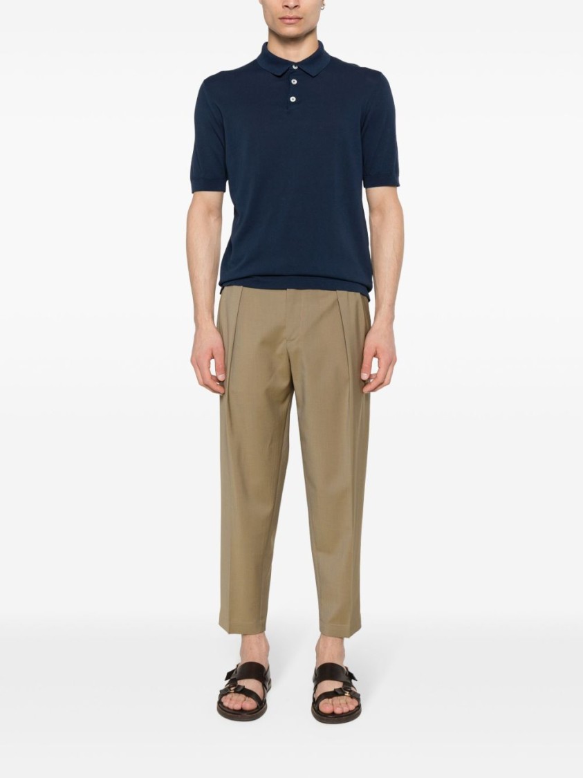 Shop Eleventy Tailored Blue Polo With Traditional Collar And Three-button Placket