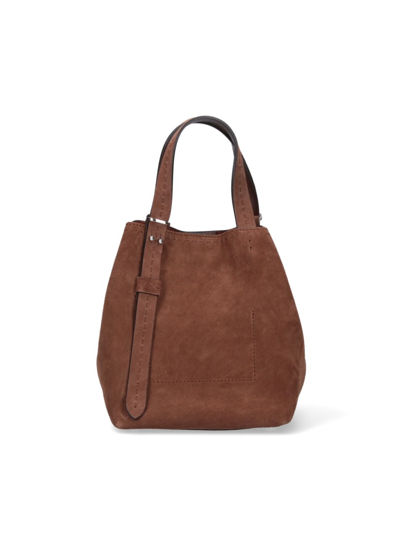 Max Mara Brown Suede Tote Bag With Adjustable Handles In Brown
