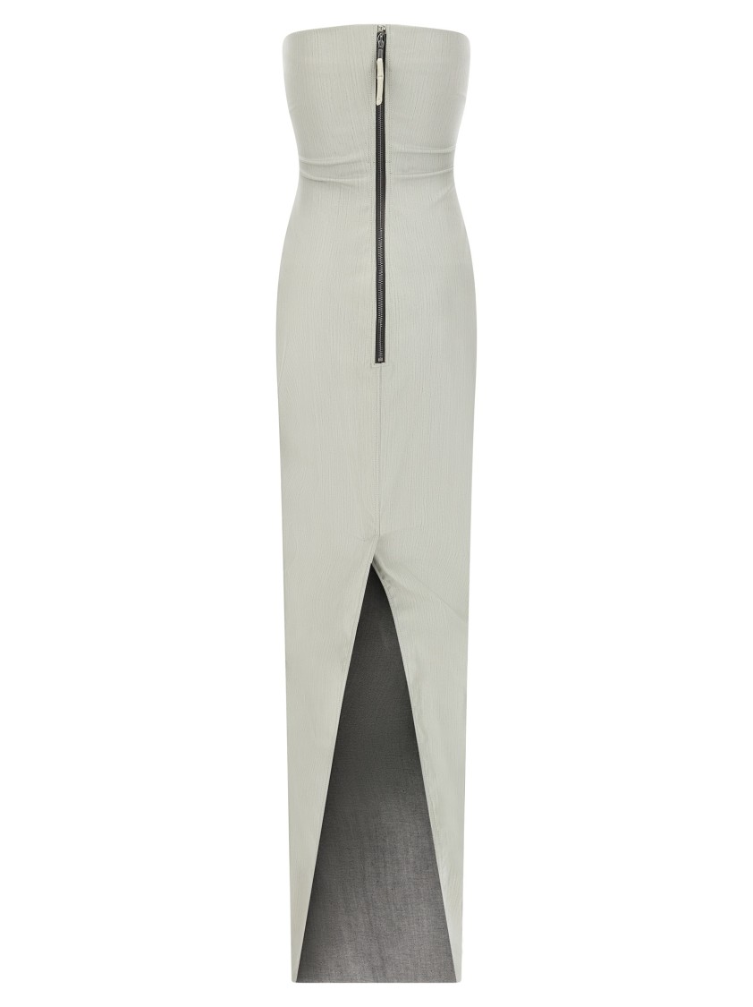 Rick Owens Denim Gown With Front Cut-out In Gray