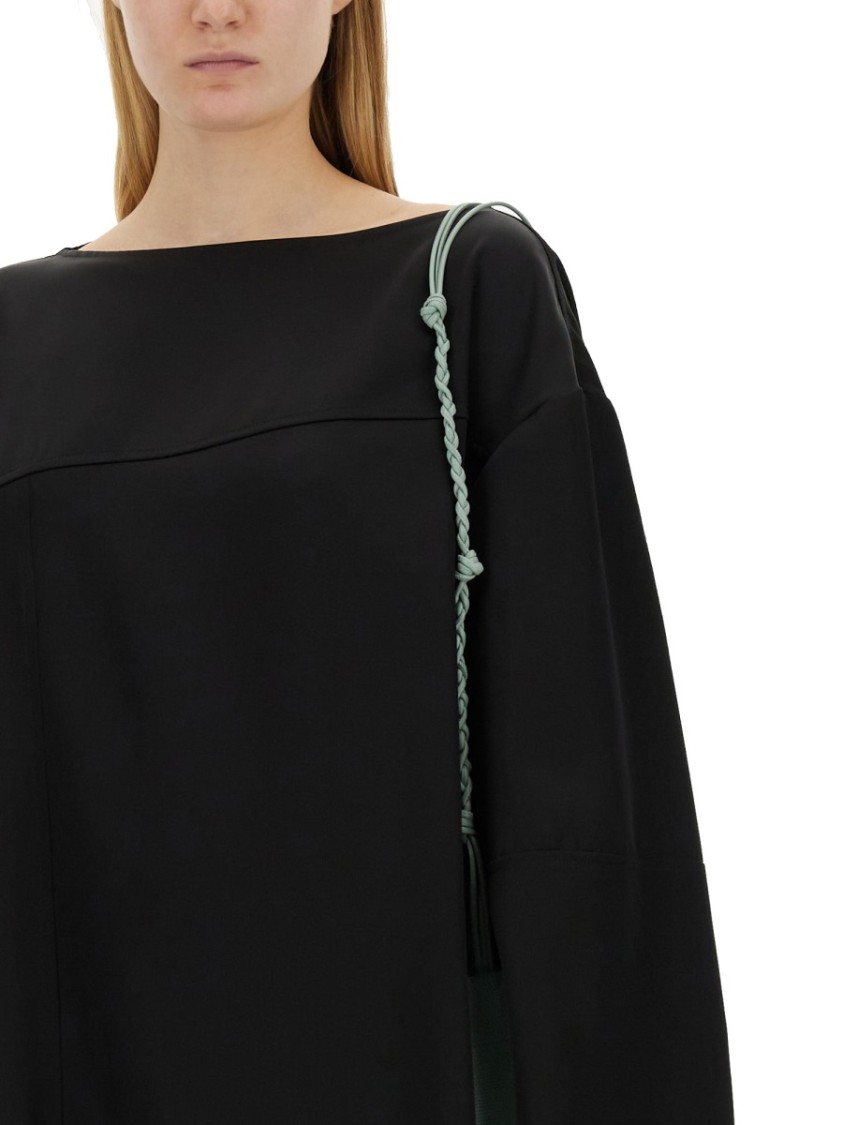 Jil Sander Asymmetrical Black Top With Unique Silhouette In Black
