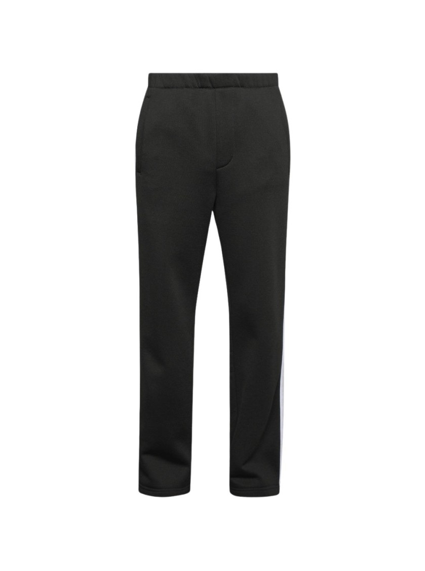 MARNI MARNI RELAXED FIT BLACK PANTS WITH CONTRASTING SIDE STRIPES