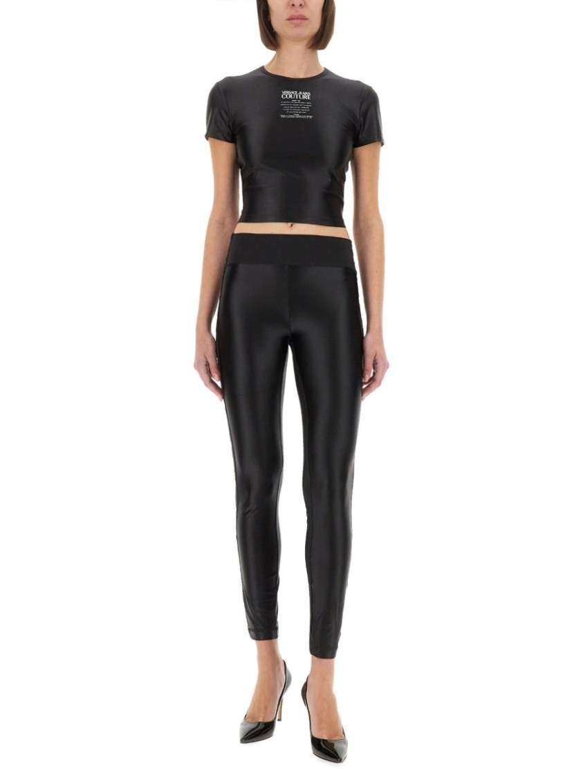 Versace Jeans Couture Slim Fit Shiny Finish Ankle Length Leggings