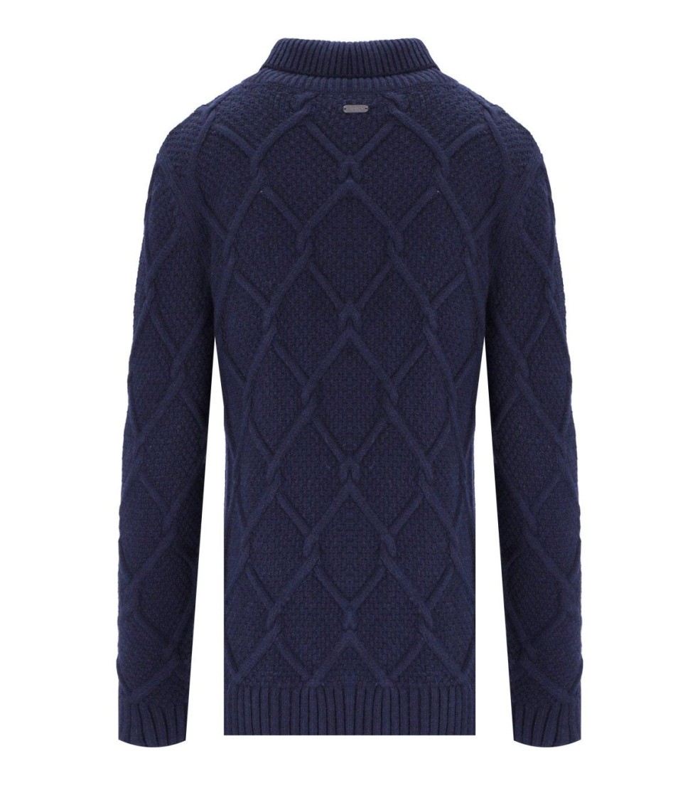 Barbour Burne Roll Blue Turtleneck Sweater In Blue