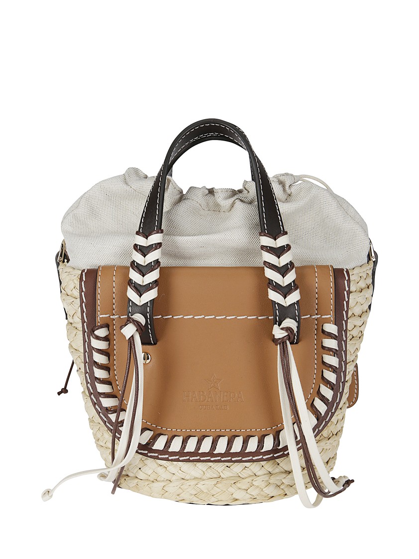 Cuba Lab Handbag In Raffia And Leather With Fringes