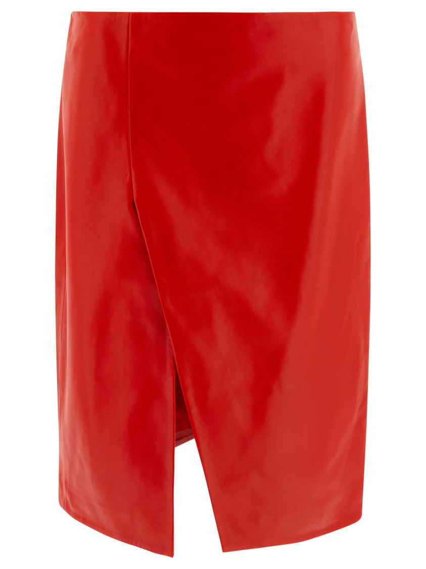 Loulou Studio Asymmetrical Red Lambskin Skirt In Red