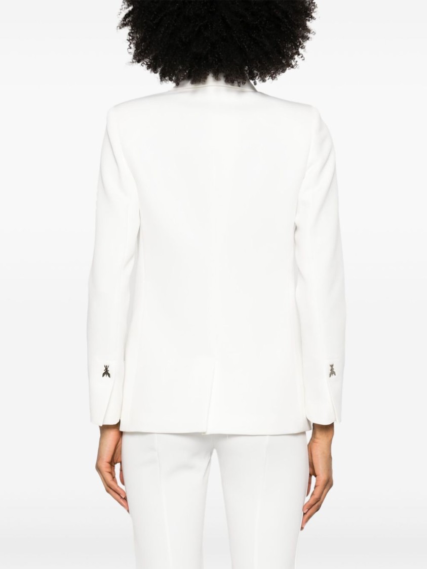 Shop Patrizia Pepe Double-breasted Tailored Blazer In White