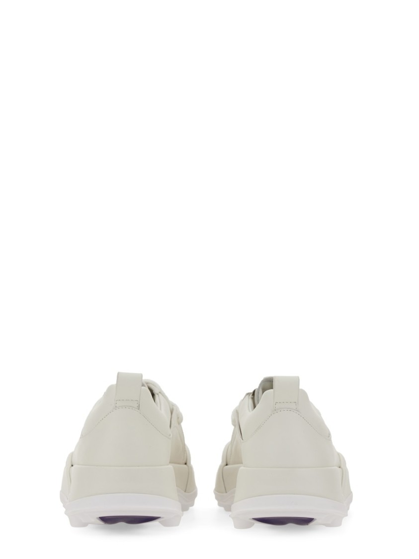 Jil Sander Orb White Low Top Sneakers With Cleated Sole In Leather In White