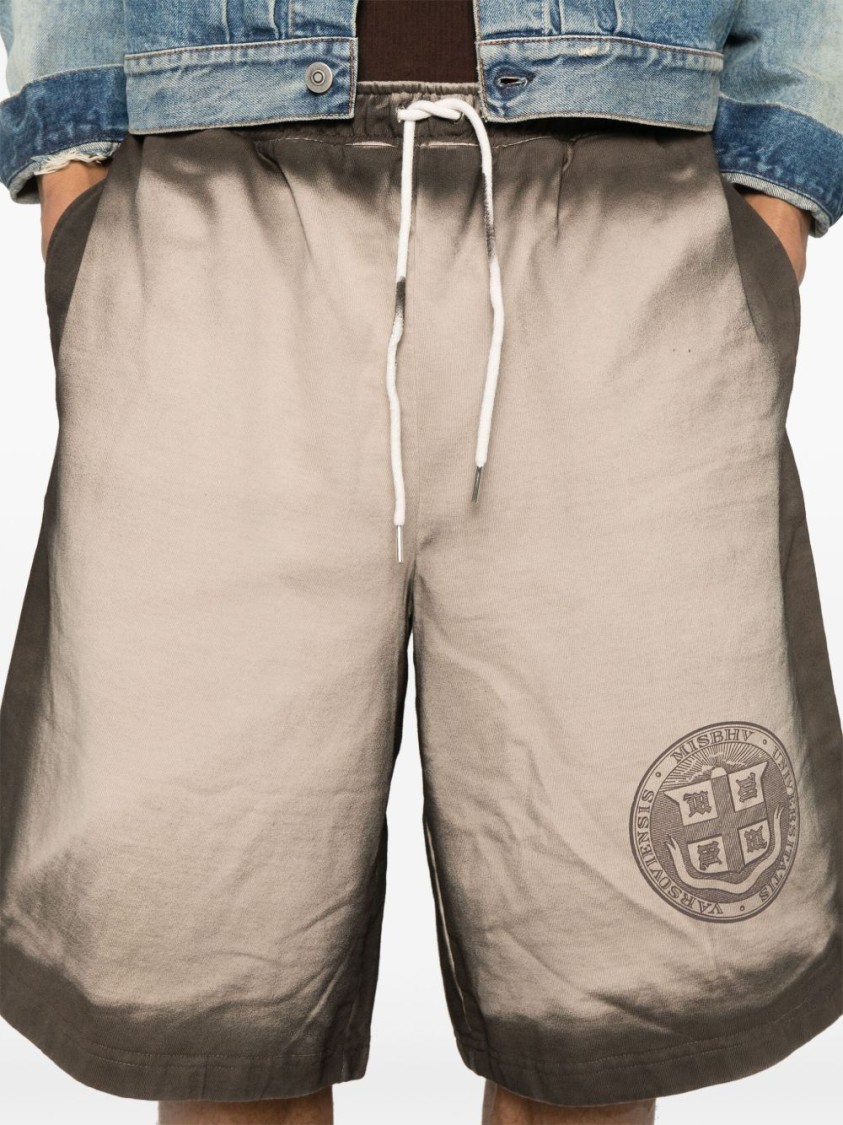 Shop Misbhv Gradient Beige Shorts With Elastic Waistband In Neutrals