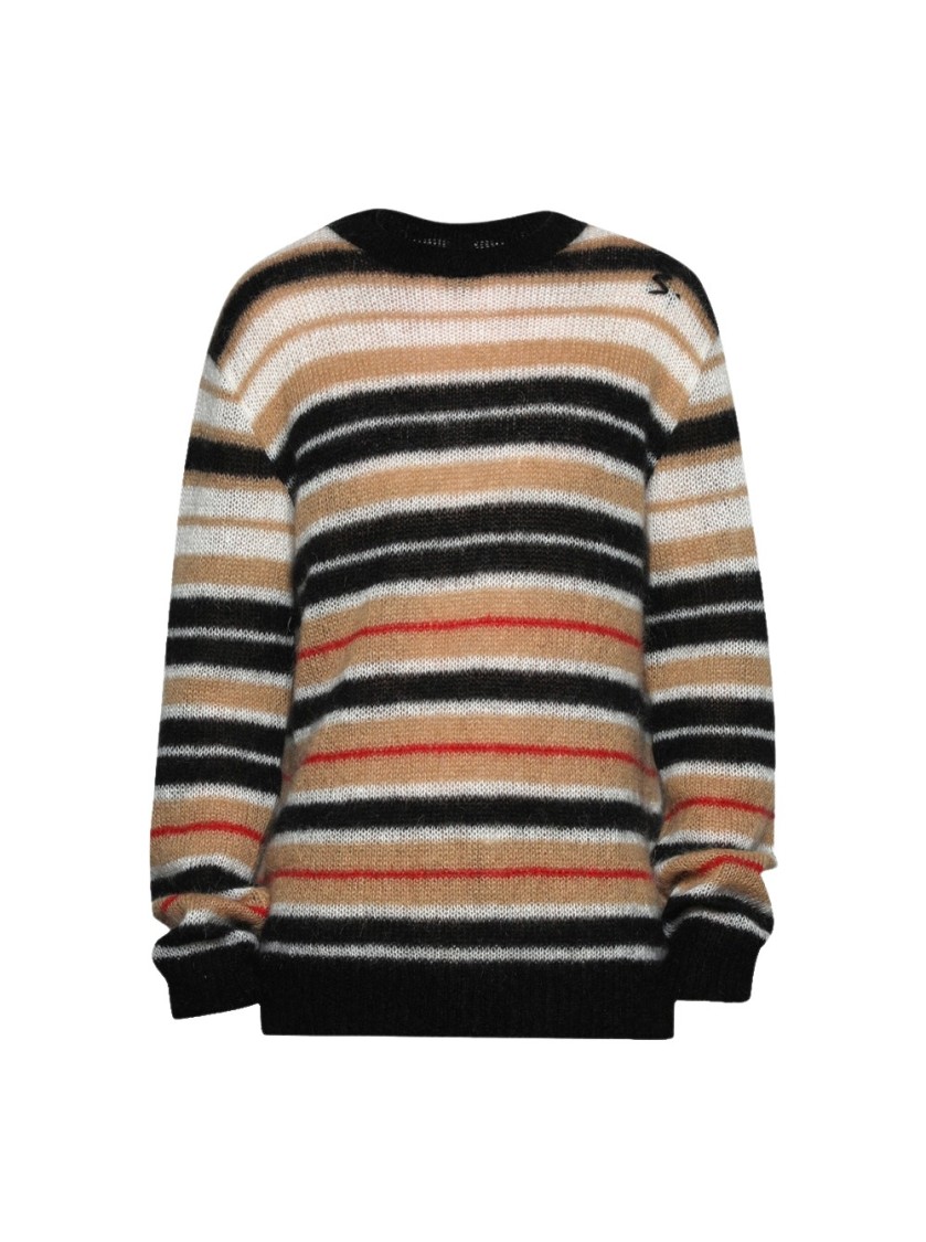 Marni Crew Neck Mohair Blend Sweater With Striped Pattern