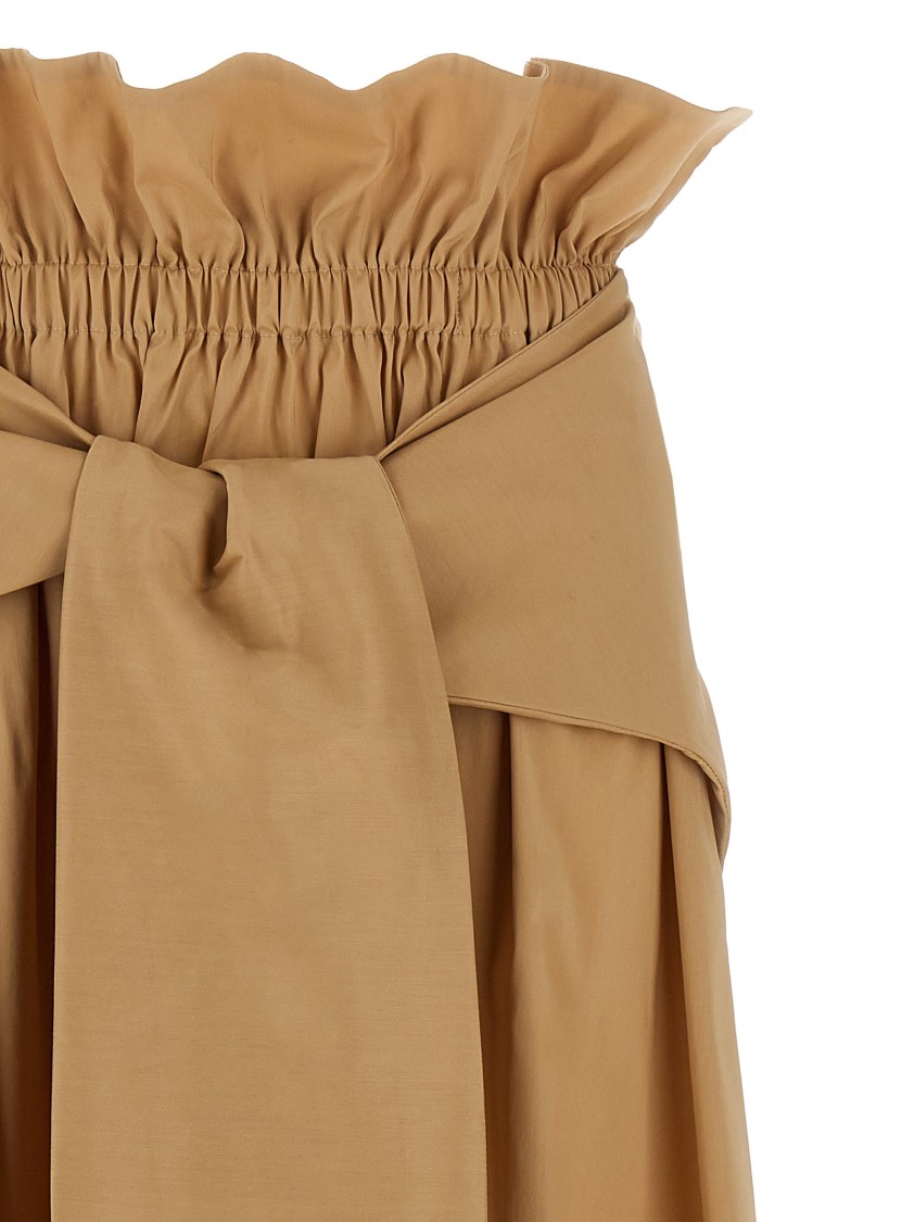 Fabiana Filippi Tulip Midi Skirt With Front Bow In Brown