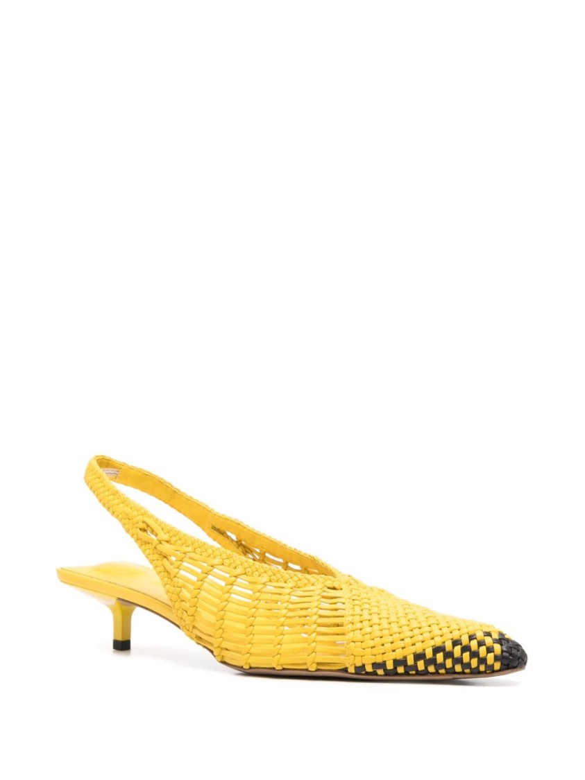 Jacquemus Cubisto Banane Pointed Toe Slingback Pump In Yellow