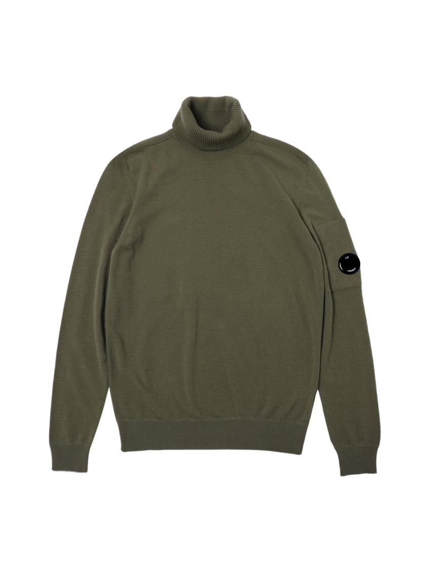 C.p. Company C.p.company Lens Logo Patch Turtleneck Sweater In Green
