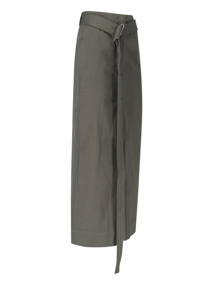 Sa Su Phi Cotton Skirt With Adjustable Waist And Front Slit In Gray