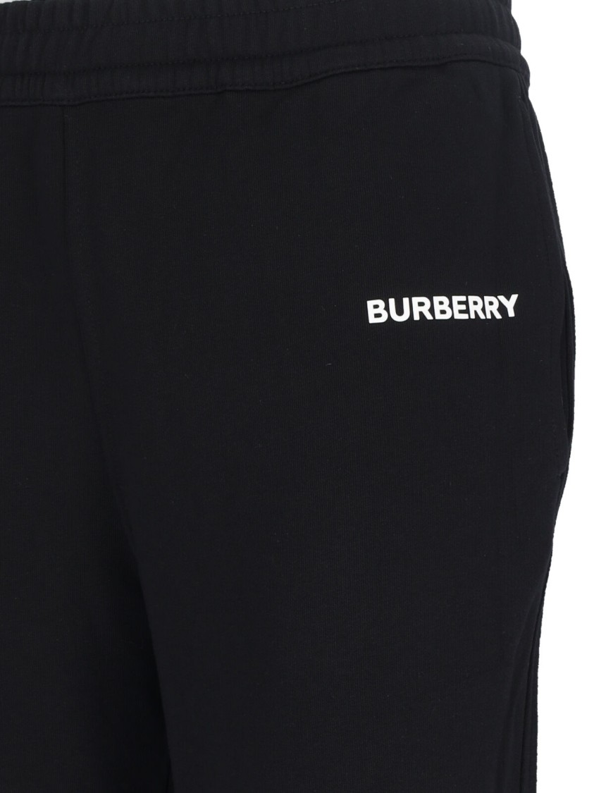 Burberry Black Pants With Elastic Waist And Logo Lettering On The Side In Cotton Man