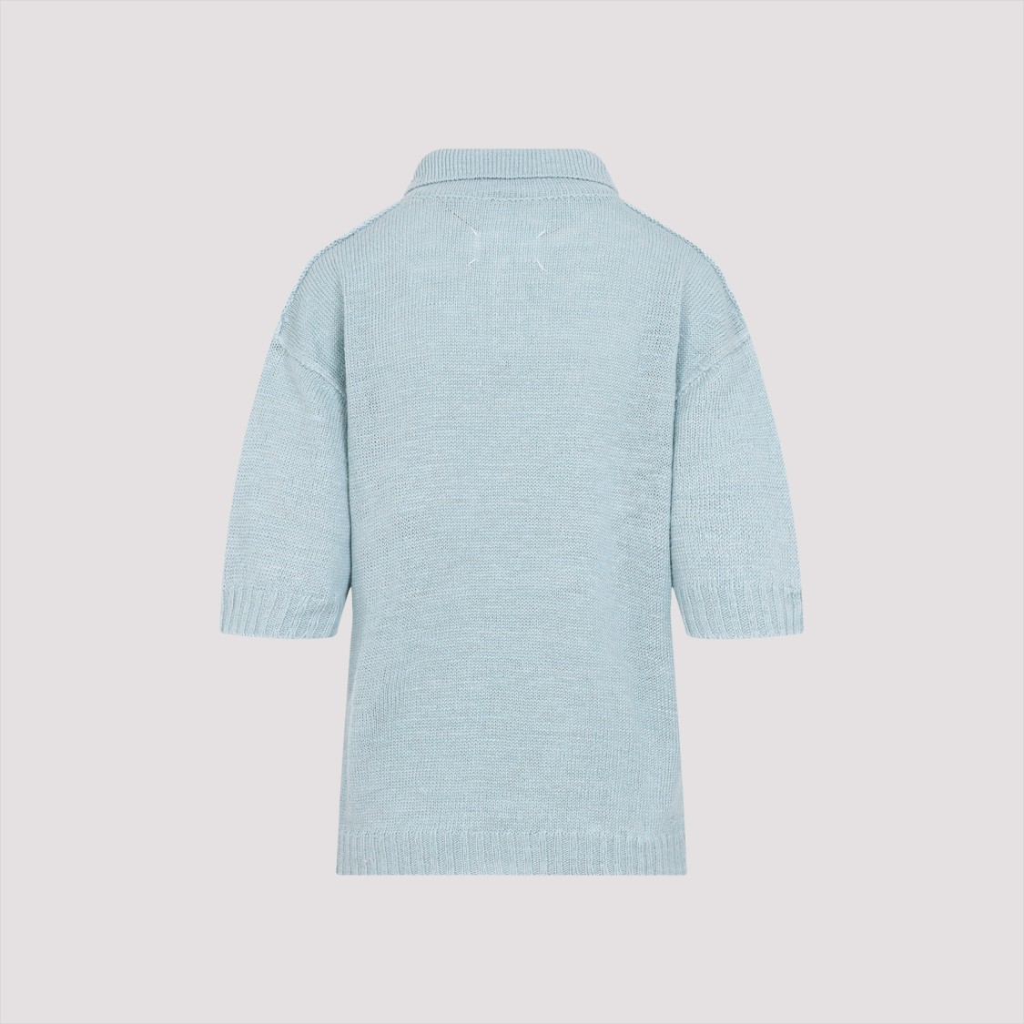 Maison Margiela Short-sleeved Knitted Polo Top In Grey