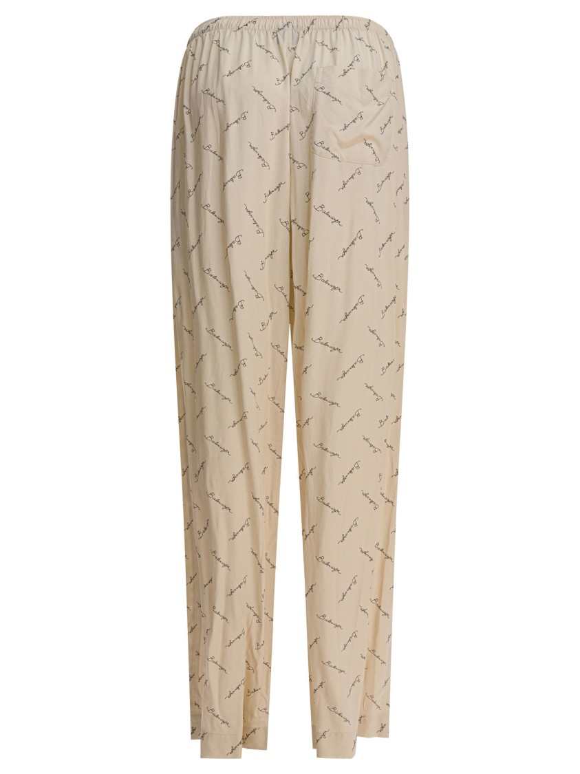 Balenciaga Relaxed Fit Trousers With Subtle All-over Print In Neutral