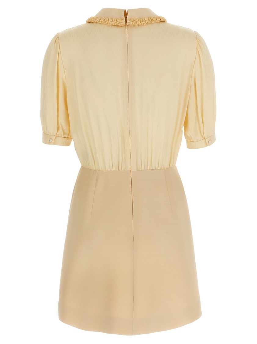 Valentino Garavani Silk Jacquard And Wool Crêpe Midi Dress In Neutral
