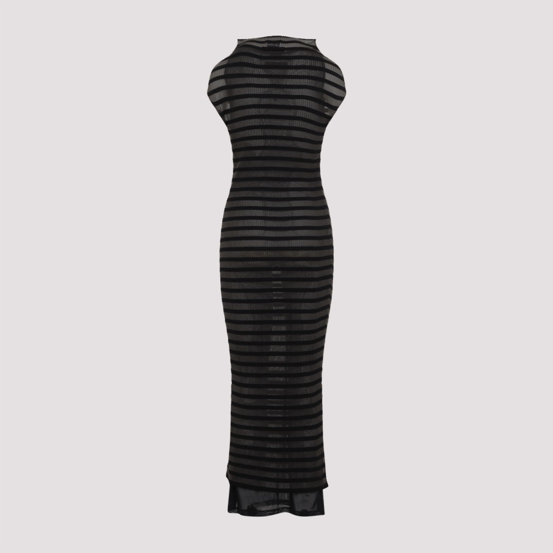 Shop Jean Paul Gaultier Mariniere Stripes Black Viscose Long Dress