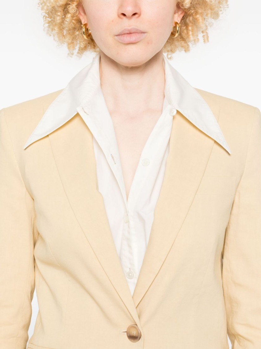 Pinko Yellow Tailored Jacket With Notched Lapels In Yellow