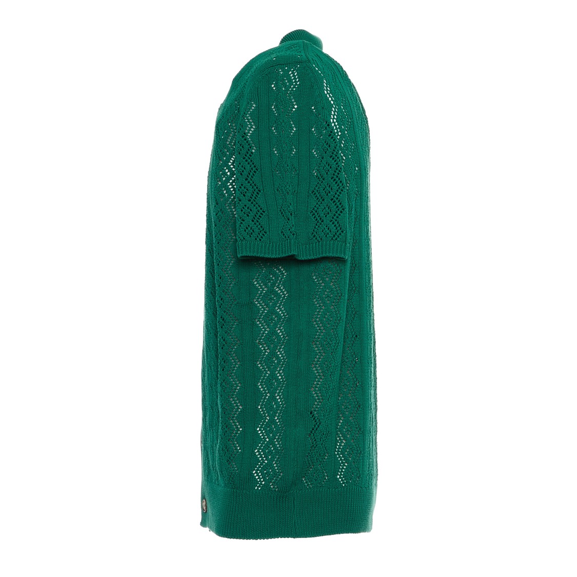 AMARANTO AMARANTO OPEN-KNIT GREEN POLO SHIRT WITH MAROON STITCHING