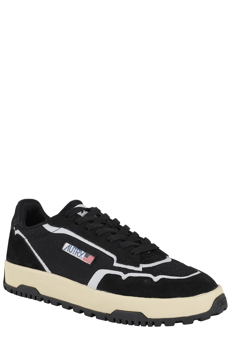 Autry Wildpace Nubuck And Rubber-trimmed Suede And Mesh Sneakers In Black